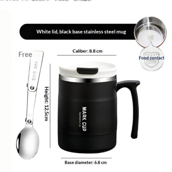 1 st dubbelväggig termisk kaffemugg i rostfritt stål med sked C 2 A2
