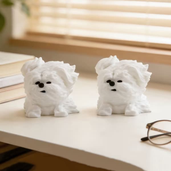 Vindblåst hundfigur valpprydnad realistisk fluffig bedårande A1