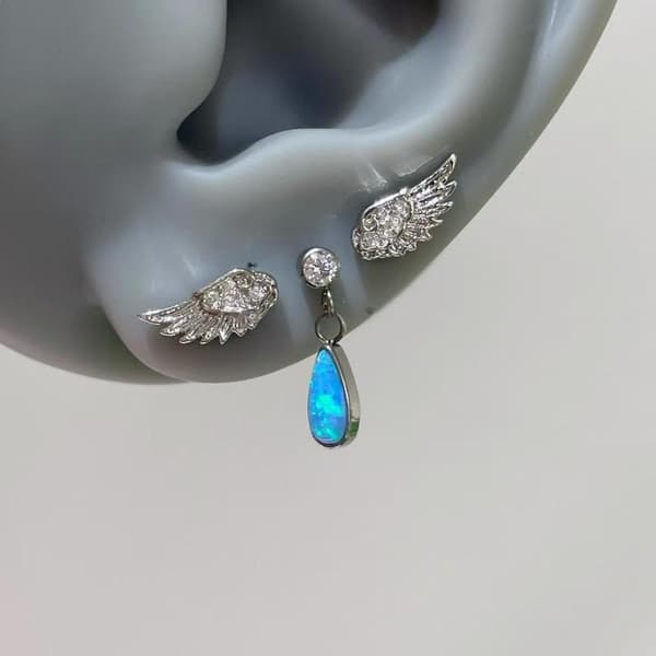 3 stk. Zircon Vinge Øreringe Stud Kvinder Skinnende Englevinger Vand Dr Red