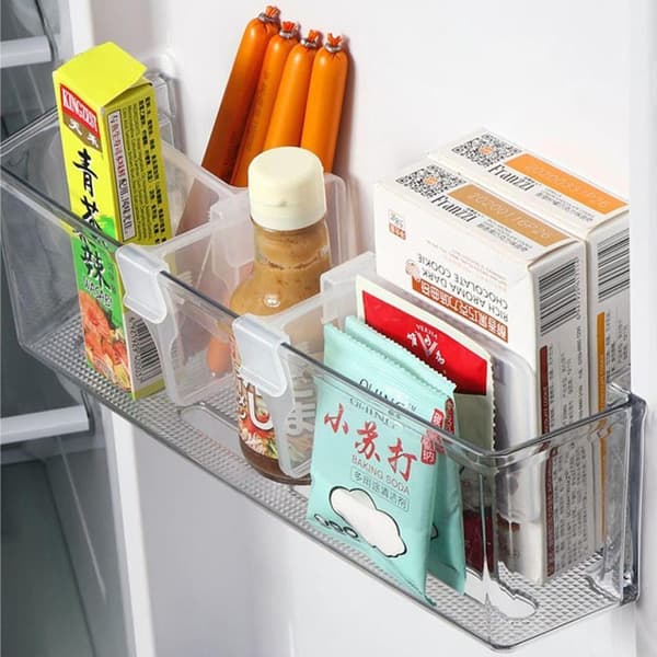 10 st kylskåpsavdelare förvaringsfack justerbar plast D White 10pcs