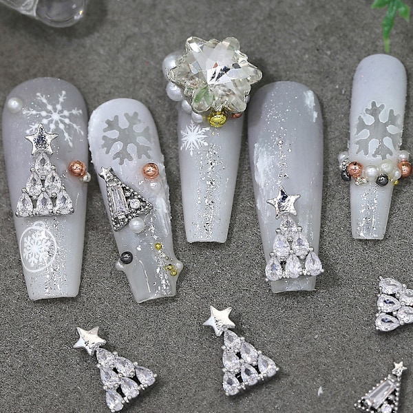1 stk Glitter Full Zirkon Juletre Perler Diamanter Legering Nai A3