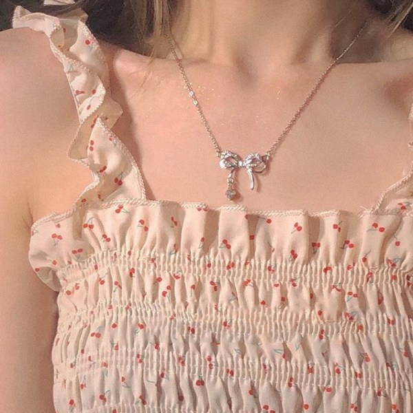 Zircon Bow Knot Anheng Halskjede for kvinner Design Elegant n Fas