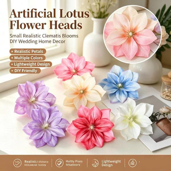 5 st konstgjord blomma DIY blomsterhantverk Clematis blommar DIY Vi A2 5PCS