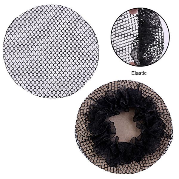 Lille hul sort elastisk mesh Snood hår Net Bun Cover til bold A