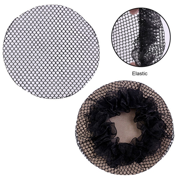 Pieni reikäinen musta elastinen mesh Snood Hair Net Nump Cover pallolle B