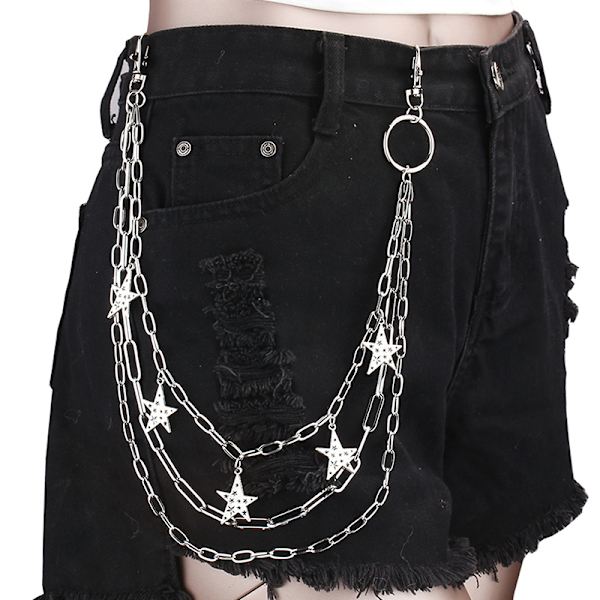 Monikerroksinen Star Waist Chain Decor Riipus Fashion Punk Farkut C
