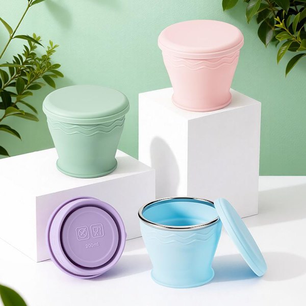 Vikbar silikonmugg Pink