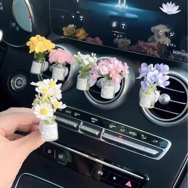 Bilens midtkonsoll luftutløp simulerte blomsterklips ornamenter A5