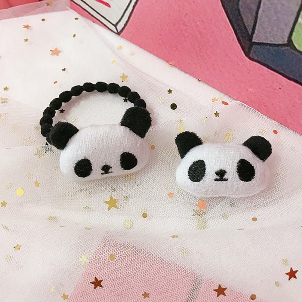 e Cartoon Plys Panda Hair Clip Elastisk Hårring Til Damer Gir A3