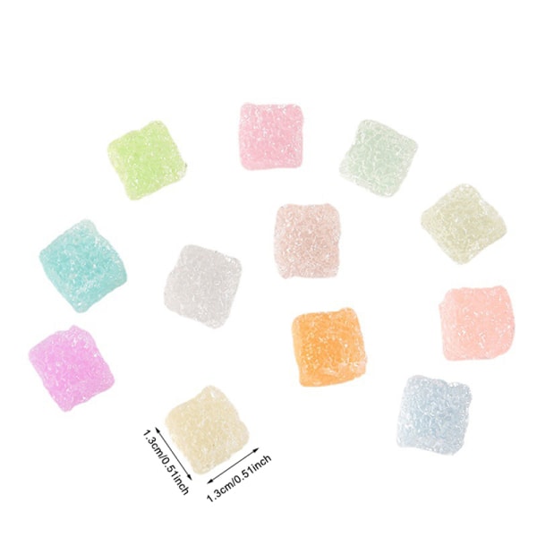 10 kpl Mini Luminous Colorful Square Sugar Game Flatback Resin A13