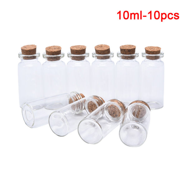 10 STK mini glasflasker med korkprop gennemsigtig flaske 10ml-10pcs