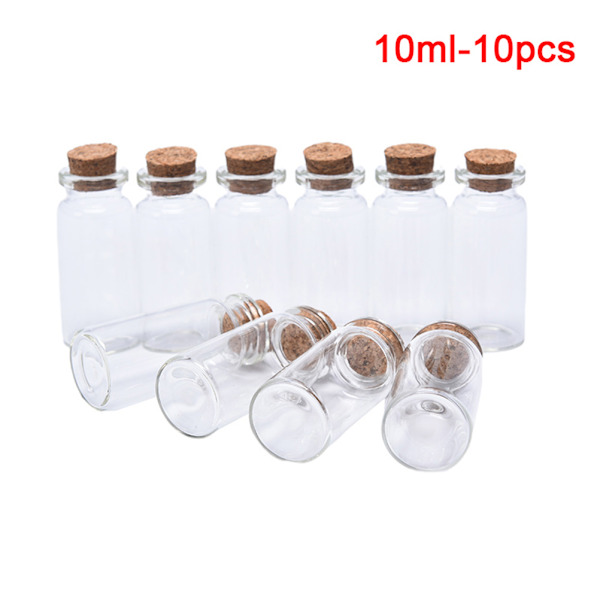 10 STK mini glassflasker med korkstopper klar flaske 10ml-10pcs