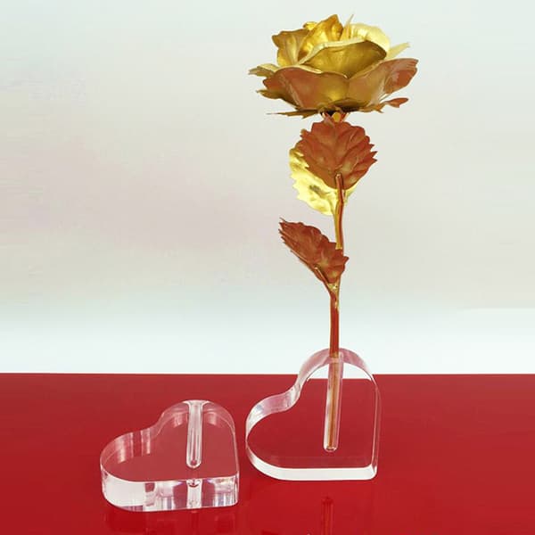 Rose Akryl Stand Hjerte Form Vase Til Flower Display Akryl