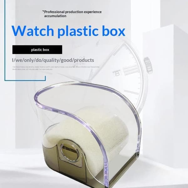 1 st rektangulär transparent låda i plast för klockförvaring