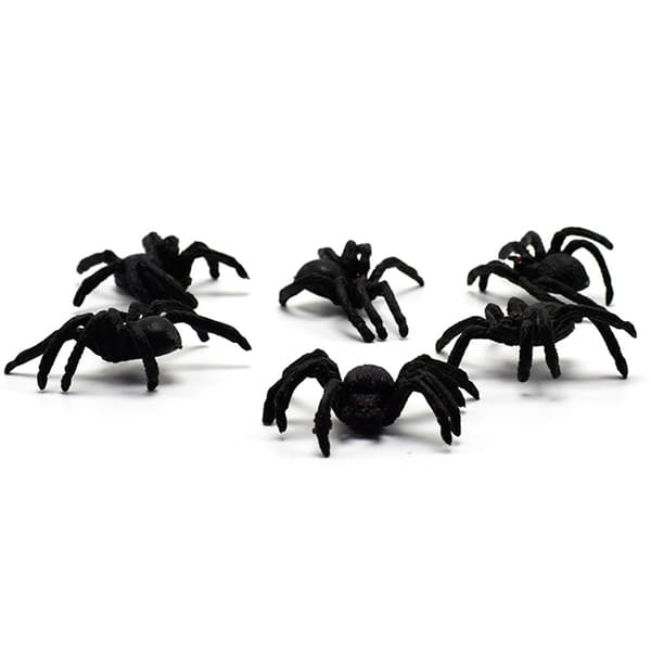 5 stk. Fleksible Plast Simulation Edderkopper Sort Joke Prank Legetøj Ha Black