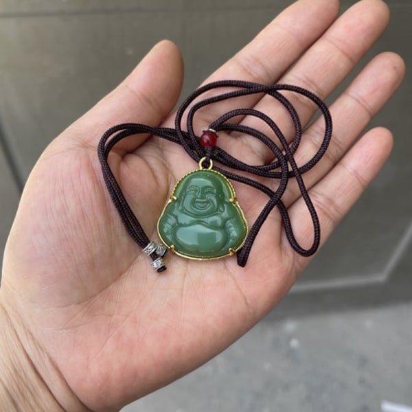 Grön vit Buddha halsband för kvinnor Utsökt stil Maitreya A3