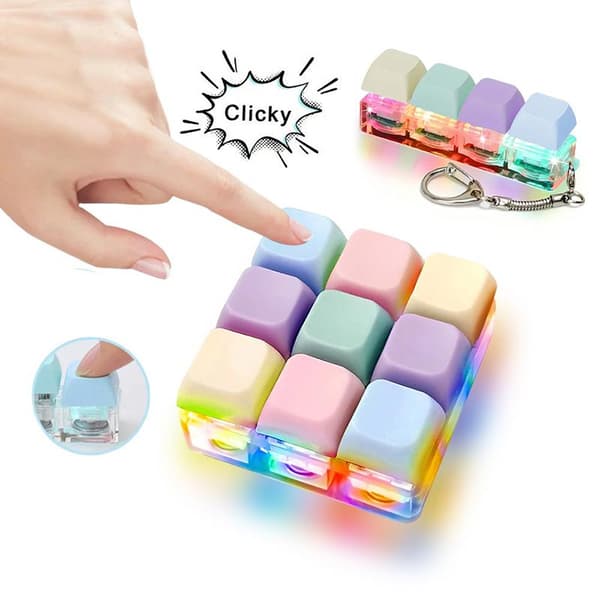 Pastell aron Mini Fidget Tangentbordsleksak Mjuka Tryckknappar 9keySquare luminous