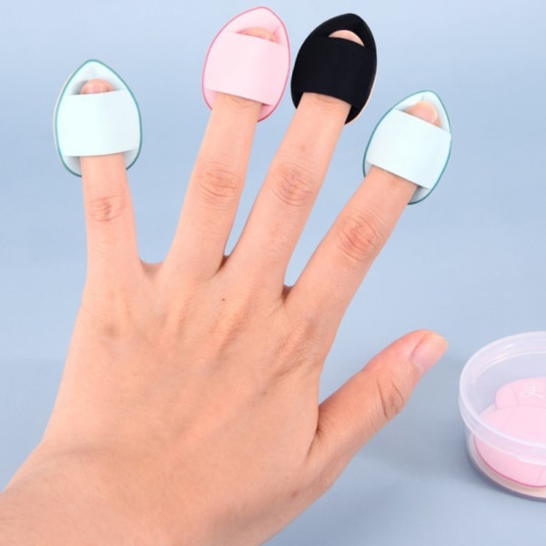 10 stk Mini Størrelse Finger Puff Sett Makeup Sponge Concealer Puff Ma White