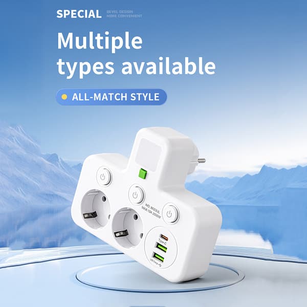 EU-plugguttak 4 stikkontakter Multitap veggstrømskinne elektrisk S 3
