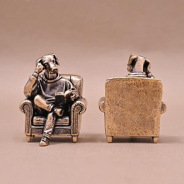 Hund CEO Miniature Figur Retro Skrivebordskontor Indretning Samlerobjekt Copper