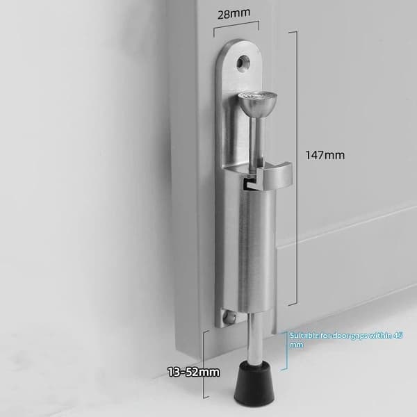 Nedfellbar dørstopper med solid sinklegeringskonstruksjon, sklisikker gummi A1