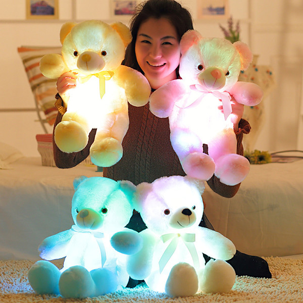 30 cm LED-nalle, täytetyt eläimet pehmolelu, värikäs hehkuva Blue
