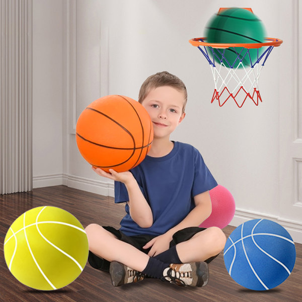 Indendørs Silent Basketball hoppebold til børn og voksne Yellow 21CM