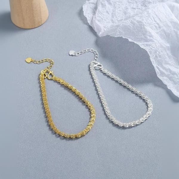 Koppar Tjock Kedja Armband Halsband Lyxigt Glittrande Justerbart A2