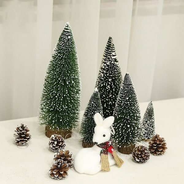 Mini Juletre Pine Flocking Stained White Cedar Desktop 10CM