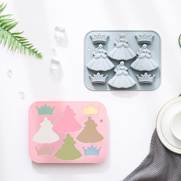 8-håls 3D Prinsessklänning Krona Silikonform Diy Epoxiharts Mo Blue