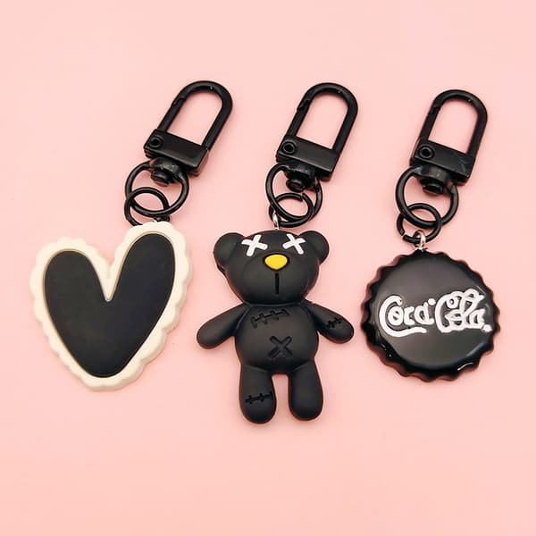 Cool Black Bear Key Chain Coffee Cup Pendant Car Keyring Charm A