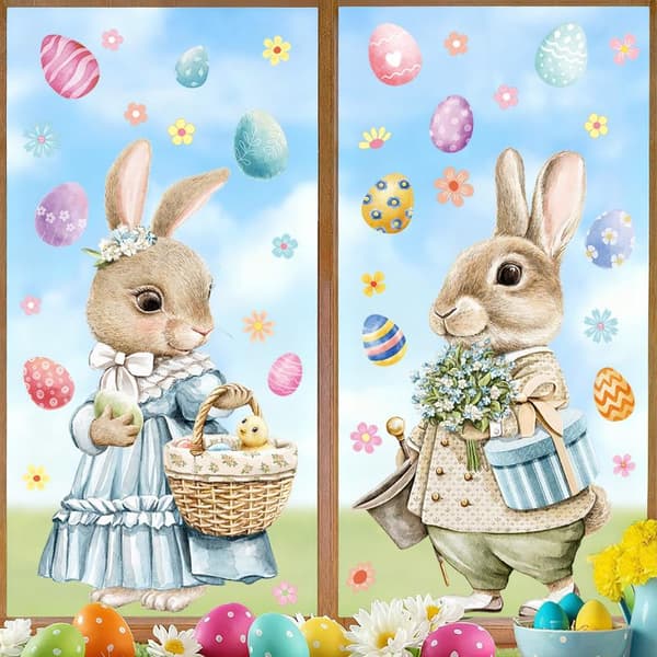 2/4 ark påskehareegg vindusdekaler e Elektrostatisk klistremerke 30x30cm 4 Sheets