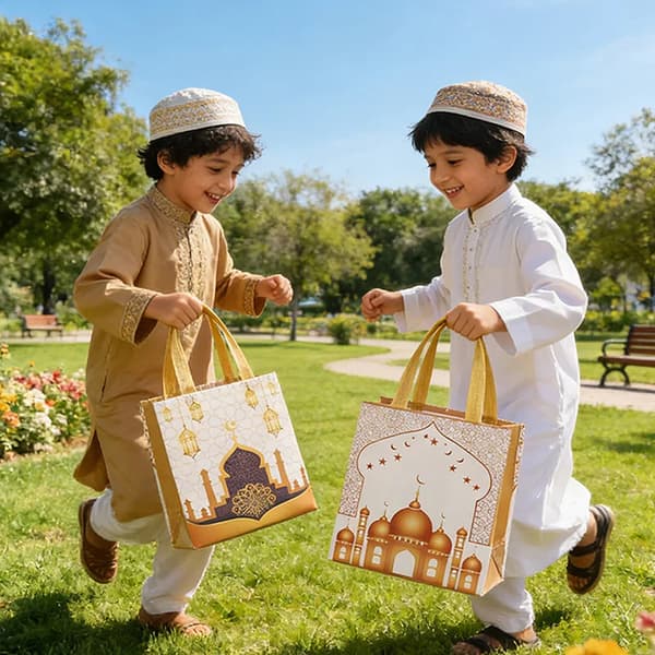 10 st Eid Mubarak presentpåse Nonwoven kakgodisförpackningspåse A3
