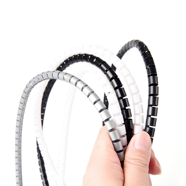 1M 10mm Kabel Spiral Wrap Tidy Cord Wire White 10mm