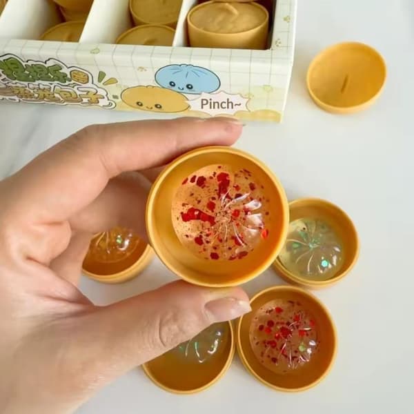 Krystallbolle og mini suppebolleformet stressavlastende leketøy Random1pc