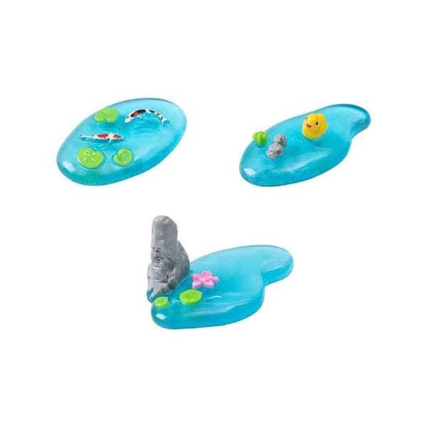 Mini harpiks dam ornamenter med Koi and Lotus design glatt tekstur A2