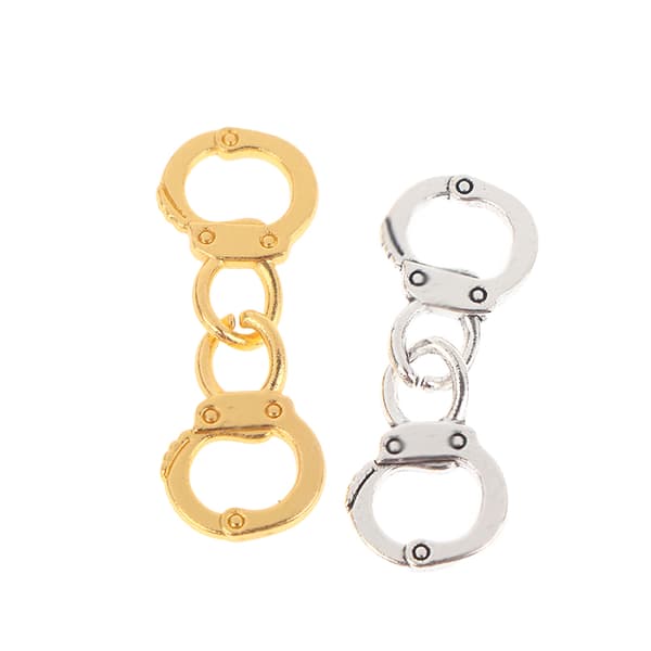 20 stk. legering simulerte små håndjern sjarmkoblinger Silver 20Pcs