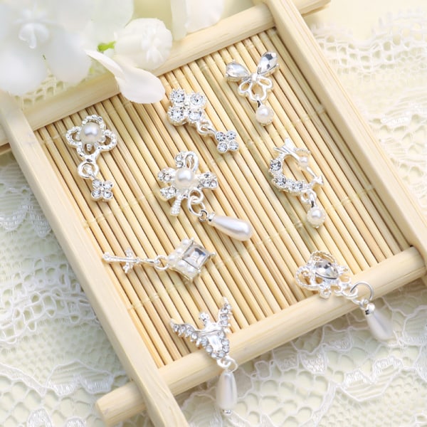 5 st Nail Diamond Nail Art Decor Pearl Pendant Diamond Nail Dri A8