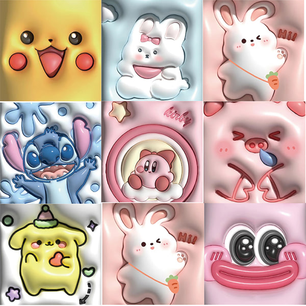 62 stk Cartoon Anime 3D Expansion Pikachu Kuromi Stickers Waterp