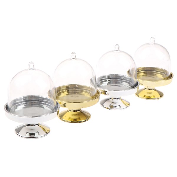4 stk gjennomsiktig godteri dessert holder cupcake display stativ brett bryllup Gold