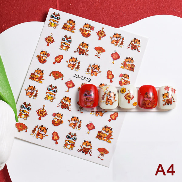 Year Of The Dragon Nail Art Stickers Style 3D Adhesive Nail De A4