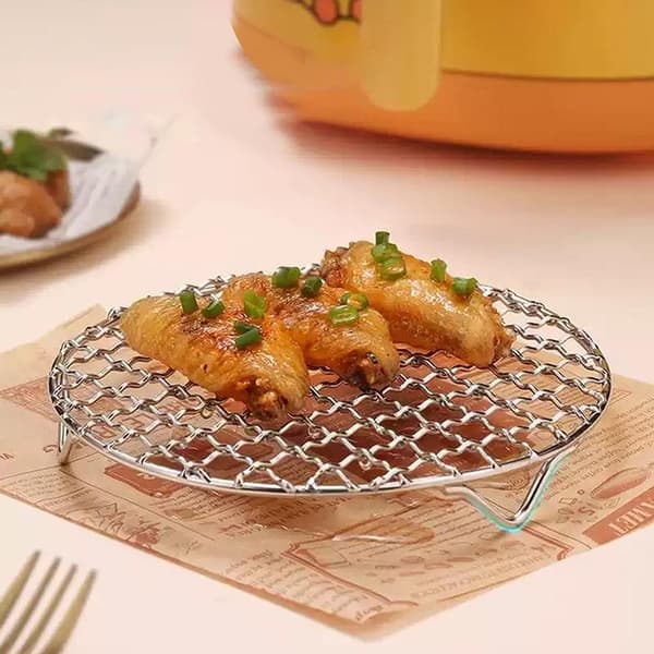 Airfryer-rist i rustfrit stål, grillholder, bagekurv 22CM