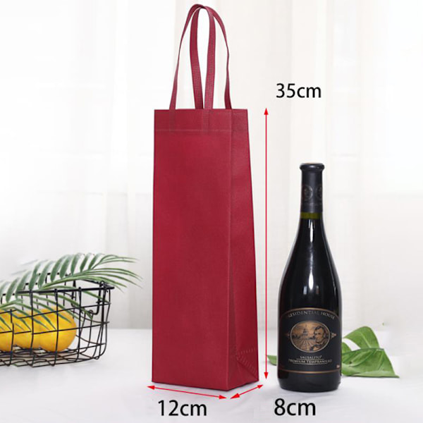 1 stk vinflaske gaveposer i non-woven stoff med håndtak for bryllup WineRedDouble