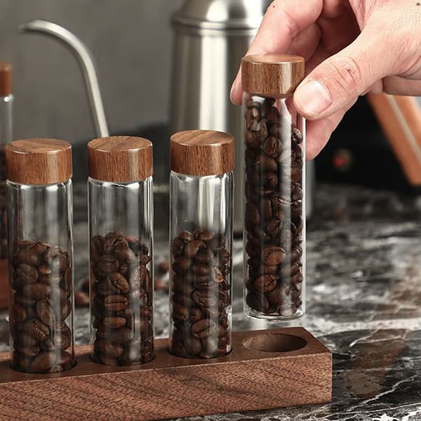 Kaffe Glasrör Med Träverktyg Flaskade Rör Korn Stora 1PCS