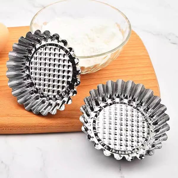 Genanvendelige æggetærteforme i aluminium, non-stick, perforeret bund 6PCS