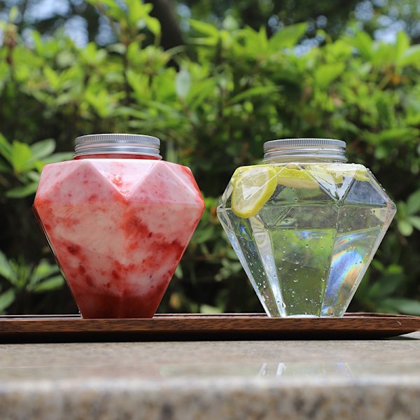 500ml Transparent Diamantformet Flaske Kald Drikke Boble Te C 2