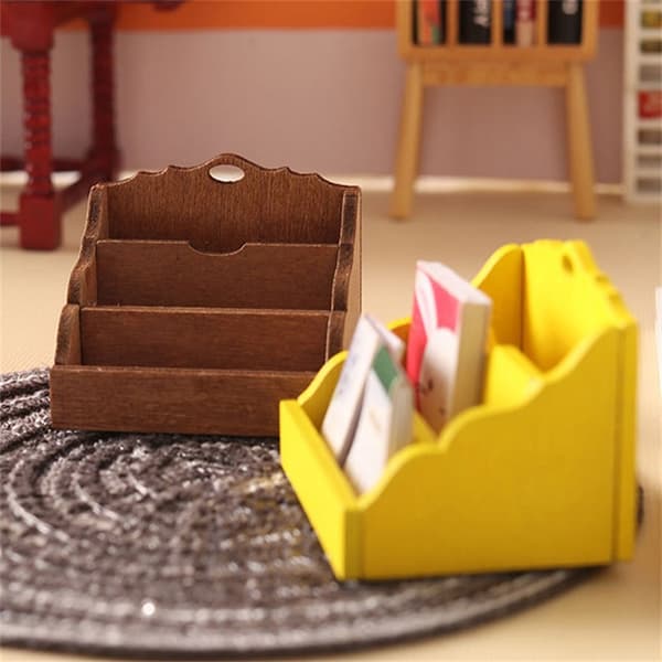 1:12 Dollhouse Miniature Desktop Storage Rack Organizer Box Boo White