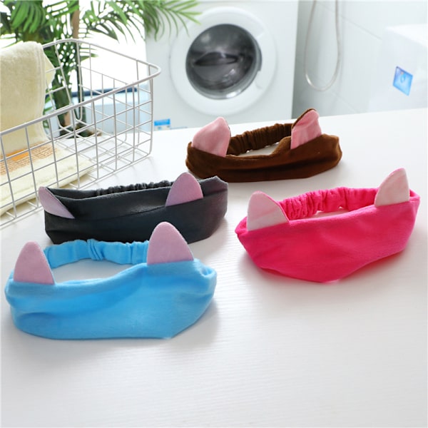 Wash Face Otsapanta Letter Pehmeä lämmin rusetti meikki Hiuspanta Animal Blue cat ear