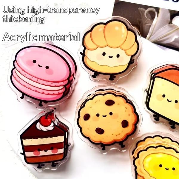 6 st/set Kawaii tecknad dessert akryl gem e Journal D 6pcs set