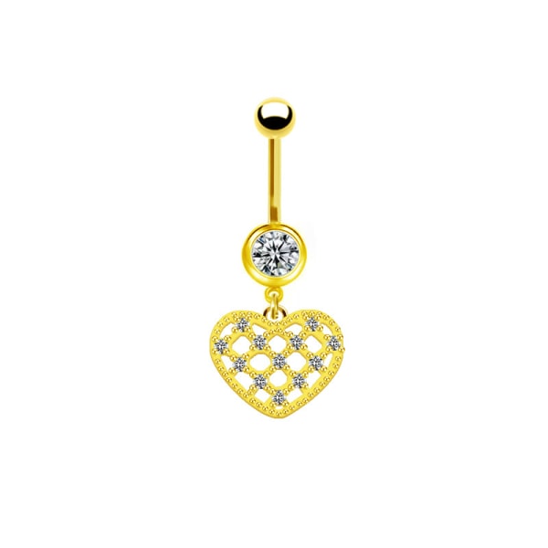 Mode Hjerteformet Navle Ring Ornament Zircon Belly Button Ri 1